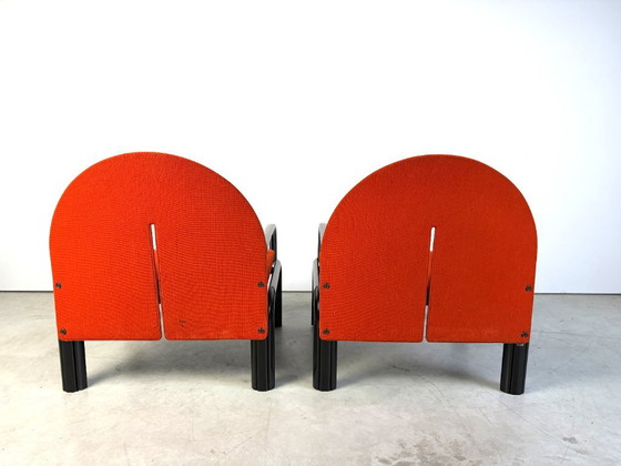 Armchairs with orange upholstery, Knoll, Metal, Textile, Postmodern (photo 7 of 12)
