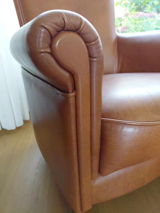 Image 1 of Bruin leren fauteuil