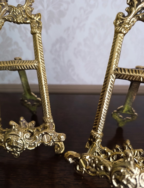 Set van 3 vintage, sierlijke messing displaystandaards – Decoratieve objecten, Brass (photo 7 of 12)