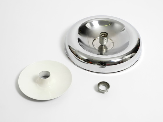 Image 1 of Ronde verchroomde plafond- of wandlamp uit Italië | origineel Mid Century space age ontwerp