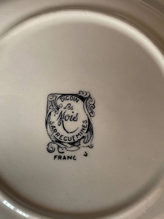 5 Earthenware Dinner Plates, "The Months" Decor, Digoin-Sarreguemines, France – Decorative Objects (photo 5 of 5)