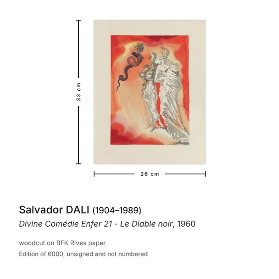 Image 1 of Salvador Dalí Göttliche Komödie Inferno 21 - Der schwarze Teufel Holzschnitt 1960