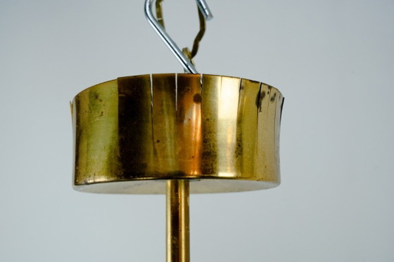 Image 1 of Coppia di lampadari in ottone e vetro di Gaetano Sciolari, Italia, anni '70