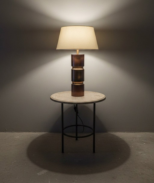 Lampe Or + Abat Jour - Flamant
