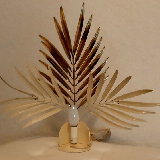 Image 1 of Pair of vintage palm leaf lamps