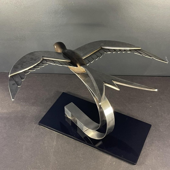 Art Deco Metall Bildhauerei eines Vogels, 1930er Jahre – Aluminium, polished steel (photo 8 of 15)