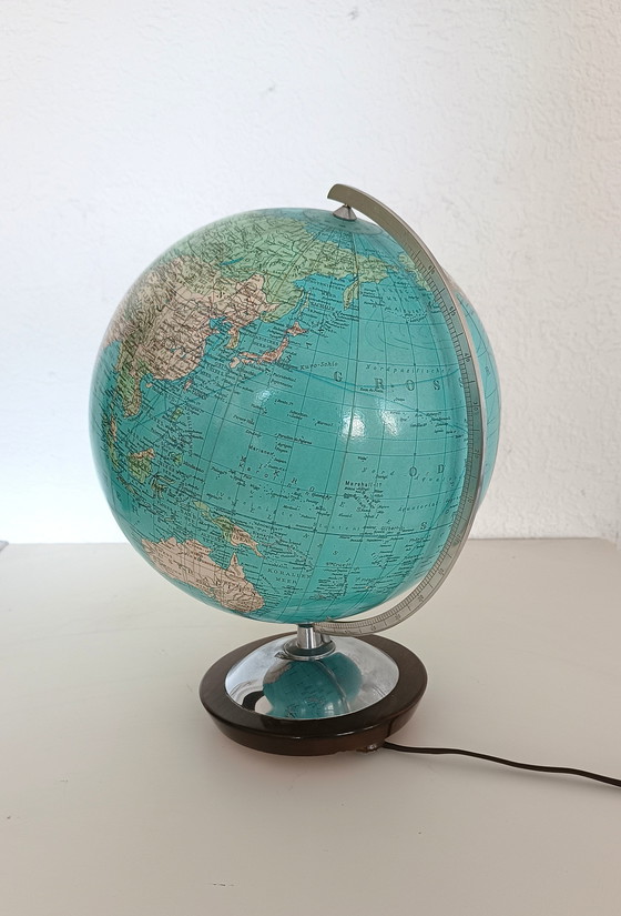 Image 1 of Columbus Verlag Globe mondial des années 50 en verre avec éclairage