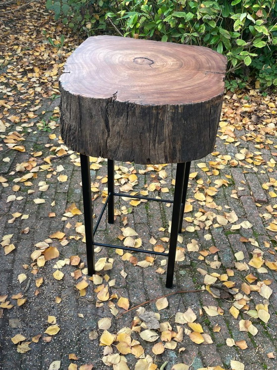 Image 1 of Robust side table made from an old mooring post and steel frame
