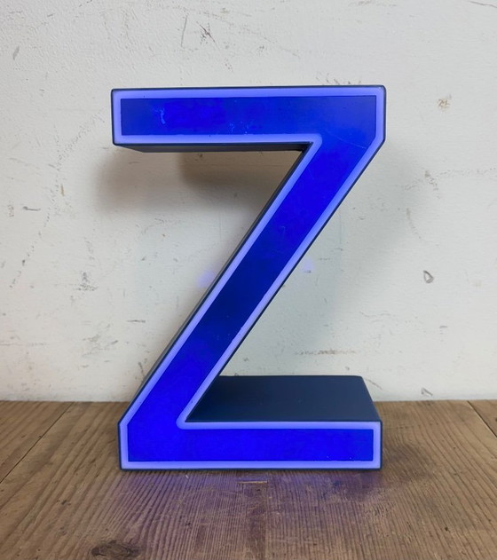 Image 1 of Vintage Blue Plastic Illuminated Letter Z, 1970s