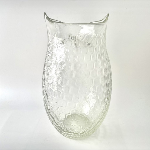 Handgeblazen Trautman Art Honeycomb Glass Uil Vaas