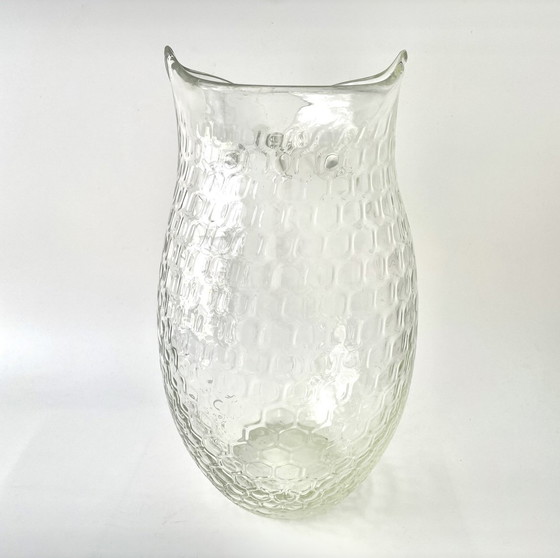 Image 1 of Vase Eule aus mundgeblasenem Trautman Art Honigwabenglas
