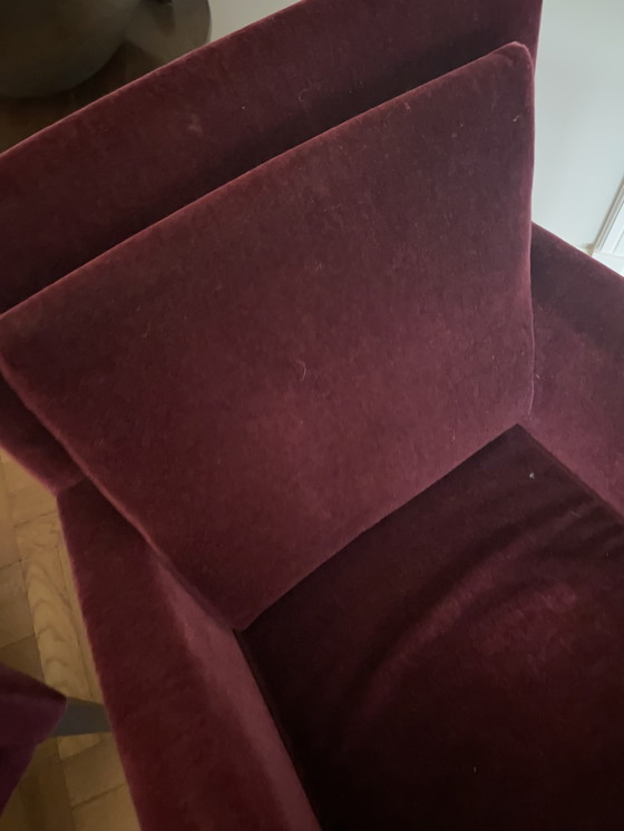 Image 1 of 6 sedie da pranzo in velluto bordeaux di Bench