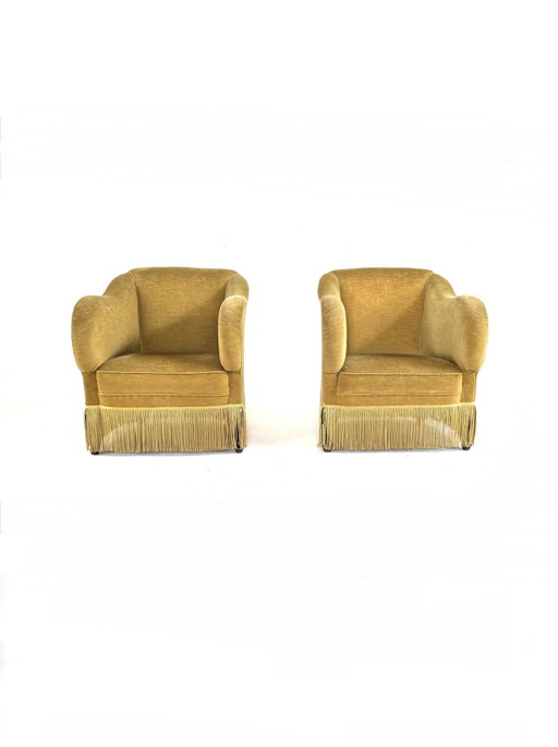 Conjunto de 2 sillones vintage de terciopelo de los años 60.