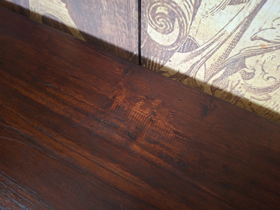Image 1 of Colonial teak side table, hall table, wall console, minor damage to top, dimensions 140x40cm and 78 cm high