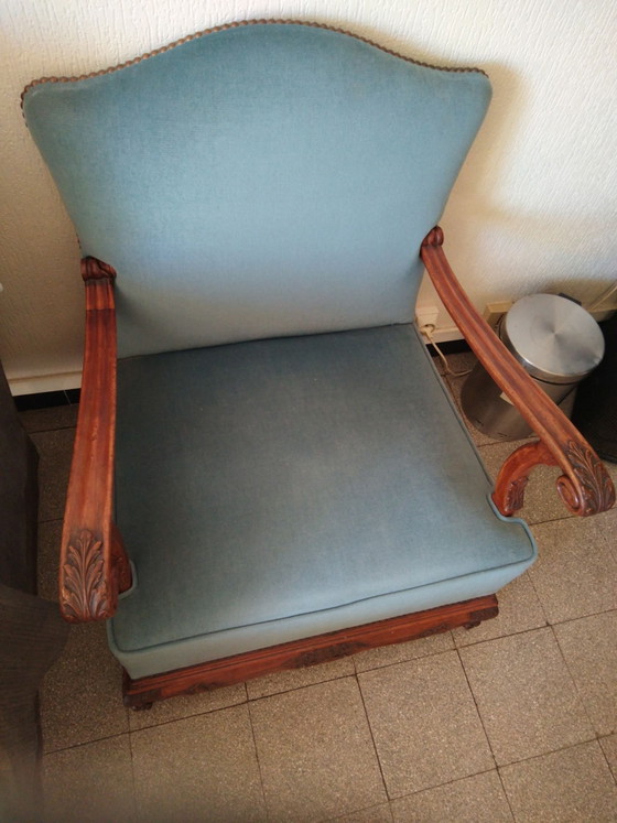 Poltrona stile Reggenza Luigi XV, Poltrone, Legno, Blu (foto 4 di 5)
