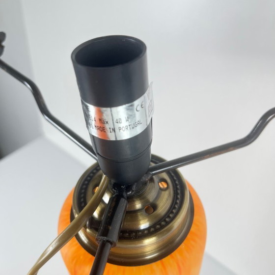 Image 1 of Lampada a forma di fungo in vetro arancione screziato, Massive, Belgio 1970