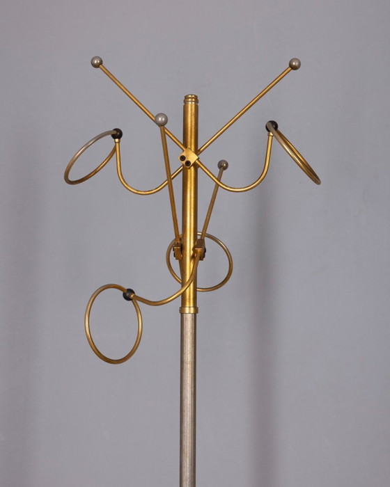 Image 1 of Vintage kapstok uit de jaren 60 in goudkleurig messing, Italiaans design.