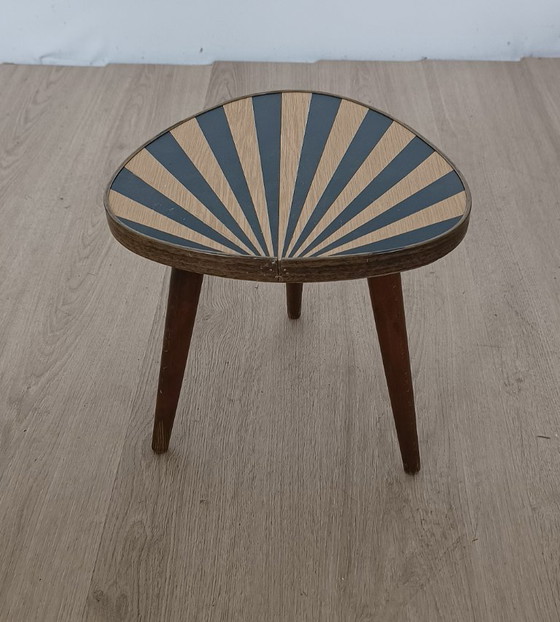 1950s Side Table with Setting Sun Motif – Wood (photo 5 of 8)