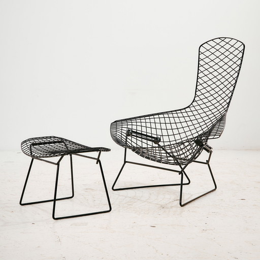 MK11201 Vogelstoel en Ottoman van Harry Bertoia voor Knoll, Set van 2