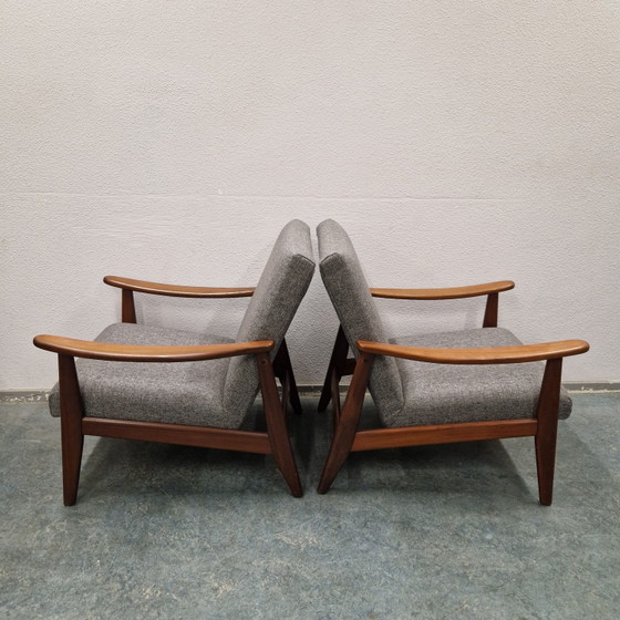 Ensemble de fauteuils vintage nouvellement rembourrés fauteuils danois mid-century – Textile, Wood (photo 13 of 15)