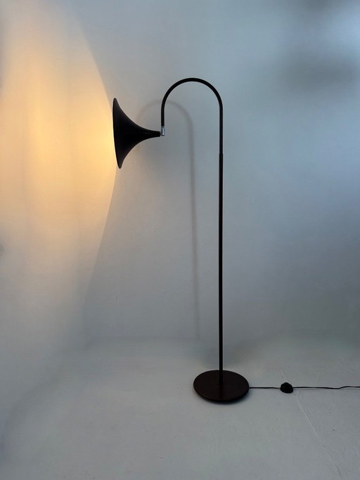 Hala Zeist Trompeten-Stehlampe in Braun, minimalistisch, niederländisches Design der 1970er Jahre