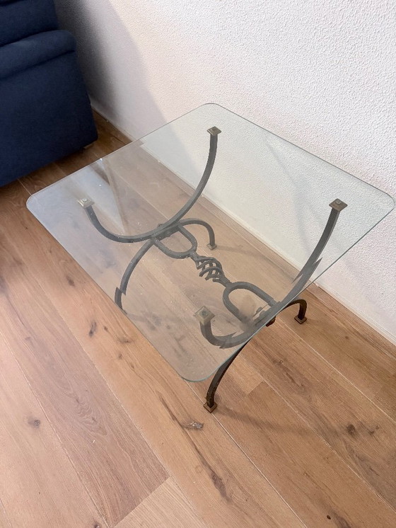 Image 1 of Table d'appoint vintage en fer forgé faite à la main