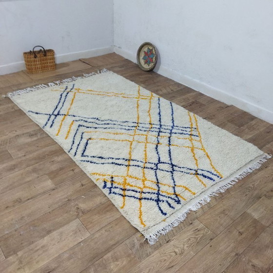 Image 1 of Handmade Moroccan Berber Rug – Modern Geometric Wool Carpet (250 × 150 cm)