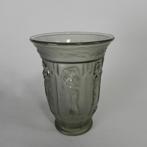 Art-Deco-Vase mit Abbildungen von 6 Damen und 6 Reihern, 1930er Jahre