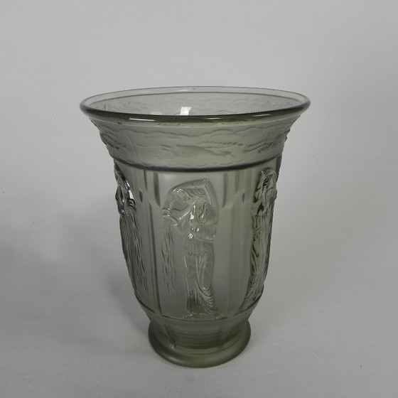 Image 1 of Art Deco vase with images of 6 ladies and 6 herons, 1930s