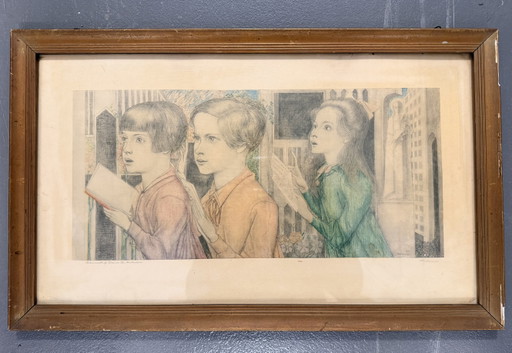 Jan Toorop 1858-1928 / Originele Lithografie - Het Offer 1927