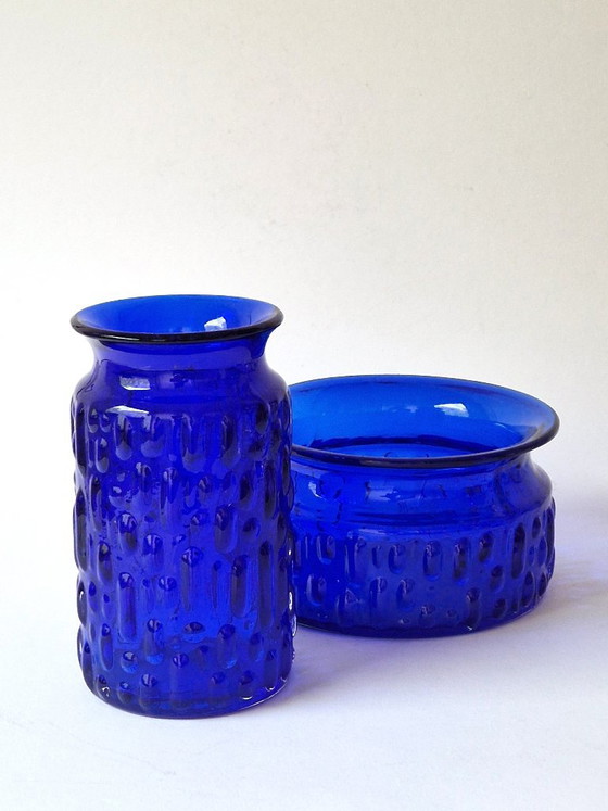 Sea Glasbruk Kosta Zweden - Vaso e ciotola blu - anni '60 – Vasi (photo 2 of 5)