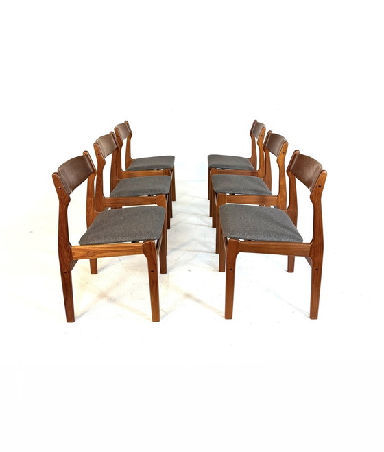 Image 1 of 6 sedie da pranzo restaurate Burchardt-Nielsen anni '70