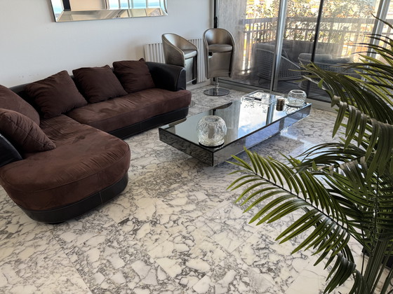 Image 1 of High-end designer lounge sofa – Italian luxury, leather & fabric, extra deep seating comfort