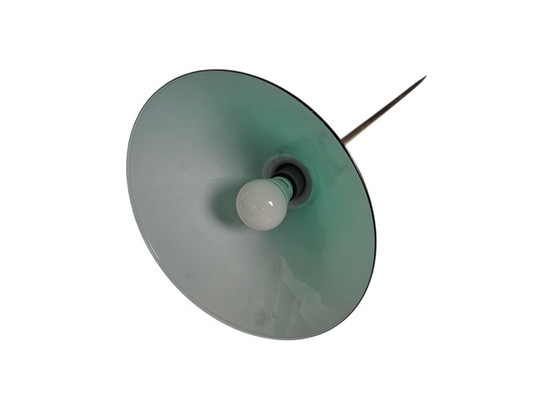 Image 1 of Vintage pendant lamp - billiard lamp - opaline - brass - 1960s