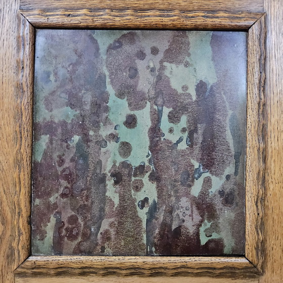 Image 1 of Antiker Art Deco (Haager Schule) Pflanzgefäß farbige Fliesen / Eiche