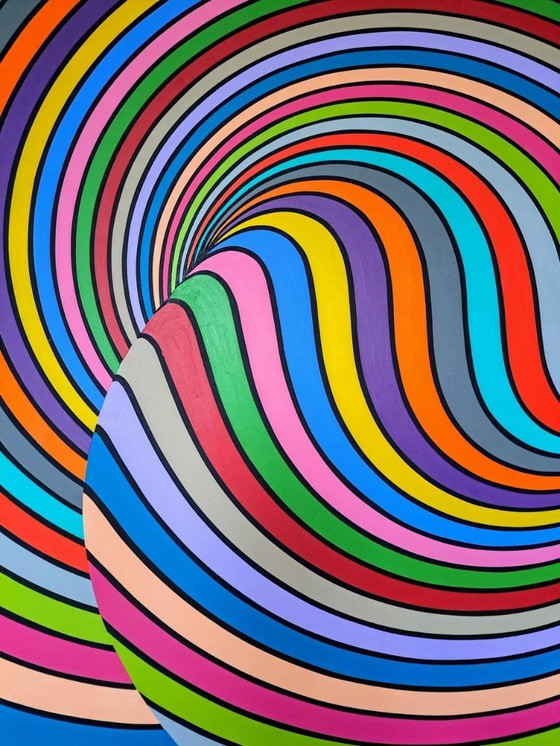 Image 1 of Cuadro abstracto moderno - 'Movimiento' de Franklin van Dam - Op-Art acrílico sobre MDF - 95 x 95 cm