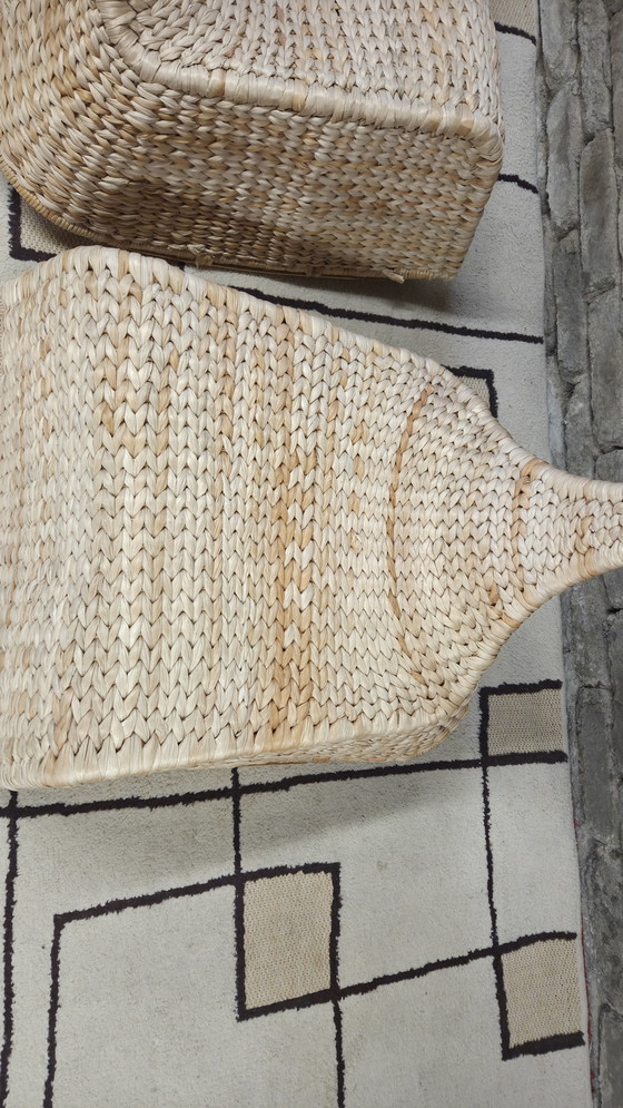 Image 1 of Pair of vintage 1970s woven natural fiber armchairs