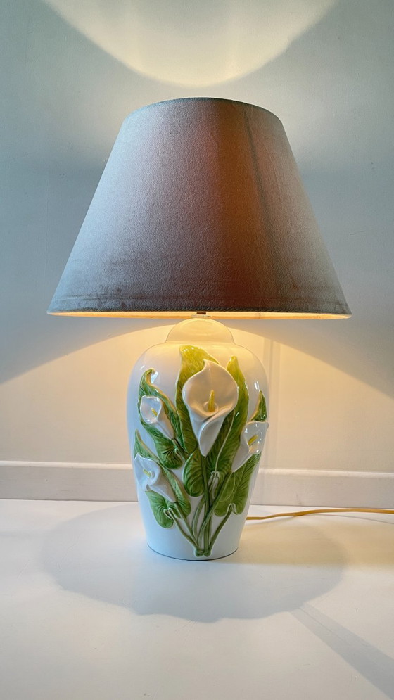 Image 1 of LAMPE Italienne Fleurs d'ARUM Vintage