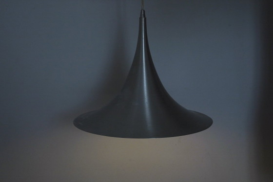 Trumpet Ceiling Lamp Mid Century Modern Tulip Witch Hat Large Vintage Pendant Light Brushed Aluminium Metal (photo 16 of 22)