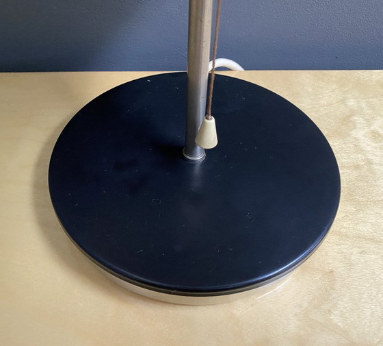 Image 1 of Table lamp in black metal and white glass, by Kamenicky Senov 1960s