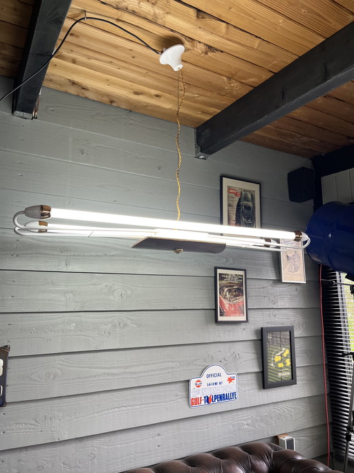 Lampada a tubo fluorescente in stile Hollywood Regency vintage