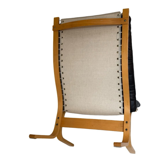 Image 1 of Ingmar Relling per Westnofa - Sedia Siesta - Sedia a fionda in legno curvato - Pelle marrone