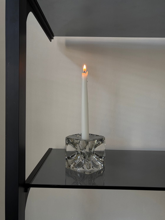 Grand bougeoir vintage en verre – Design “cube de glace” Sklo – Bougeoirs et chandeliers, Glass (photo 4 of 4)