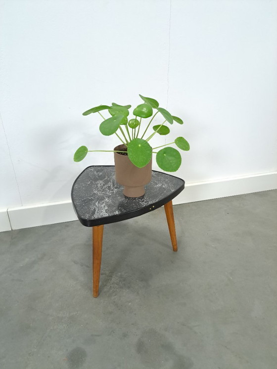 Image 1 of Table d'appoint pour plantes avec plateau en formica imitation marbre noir, n° 27