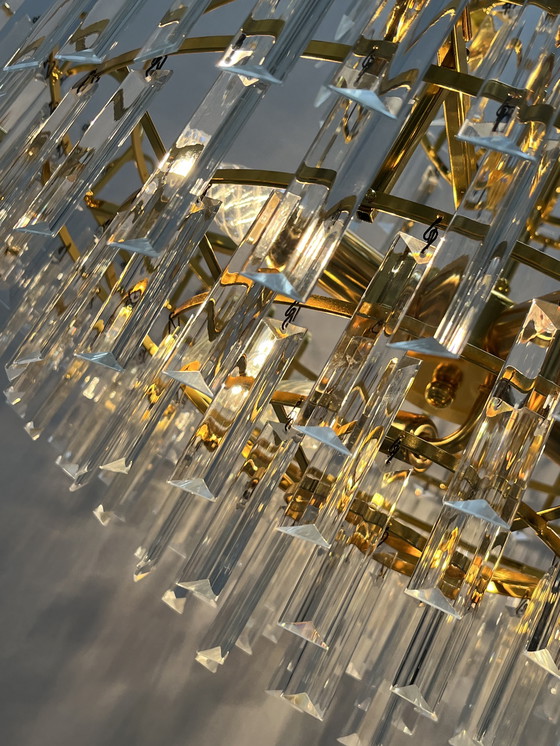 Image 1 of Set Of 2 Large Size Hand Cut Crystal Chandeliers 1970s Mid - Century Style