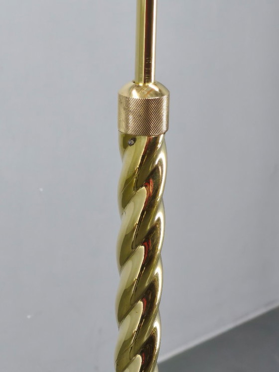 Image 1 of Lampada da terra italiana Art Déco in ottone con globo in vetro, anni '30