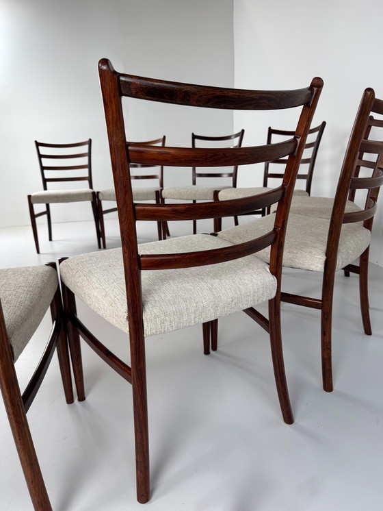 Image 1 of Set mit 8 Esszimmerstühlen aus Palisanderholz von Johannes Andersen – Schou Andersen Møbelfabrik