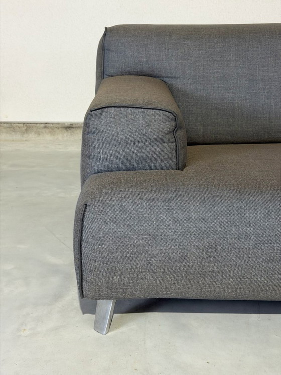 Divano Leolux Oscar con pouf - grigio, Divani 3 posti, Tessile, Metallo, Modern (foto 4 di 9)
