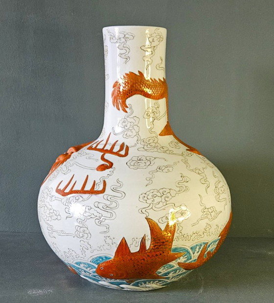 Image 1 of A FAMILLE ROSE PORCELAIN TIANQIUPING VASE