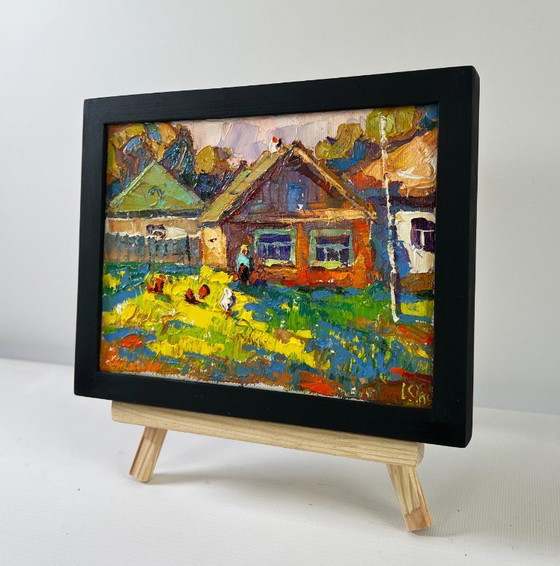 Image 1 of Original Oil Painting Evening Village Landscape Returning home
